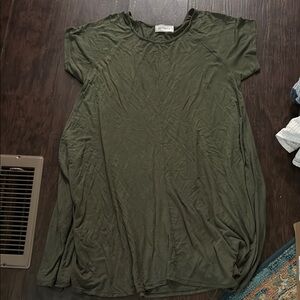 Ces Femme Green Cap Sleeve Relaxed Dress